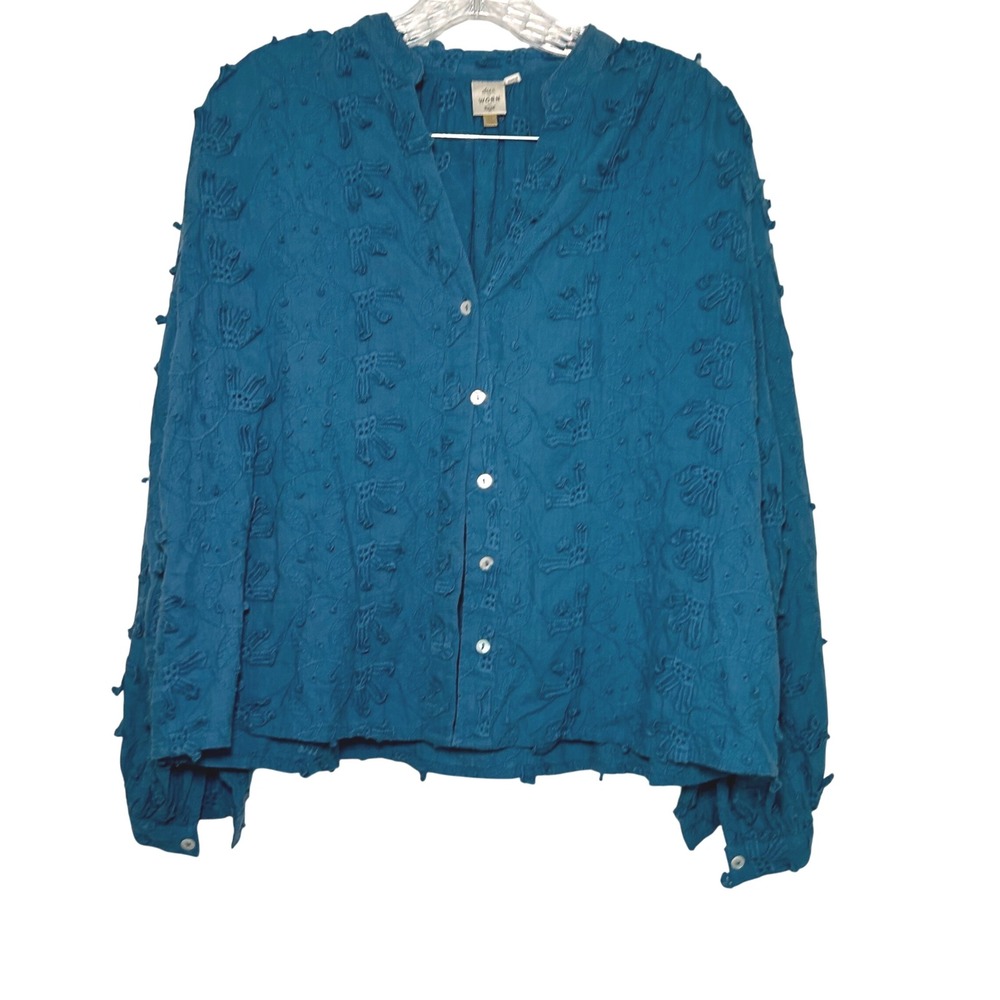 Anthropologie Seen Worn Kept blue button up blouse womens 4 preppy office career